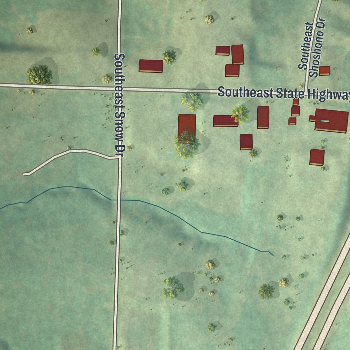 Second close-up of the map of Holt, Missouri print showing more streets and buildings
