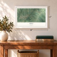 Holt, Missouri map, 12 x 18 inch print in a white frame in an entryway