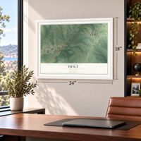 Holt, Missouri map, 18 x 24 inch print in a white frame in a home office