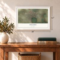 Holyoke, Colorado map, 12 x 18 inch print in a white frame in an entryway