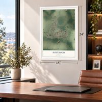 Holyrood, Kansas map, 18 x 24 inch print in a white frame in a home office