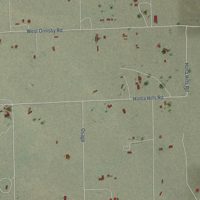 Second close-up of the map of Homa Hills, Wyoming print showing more streets and buildings