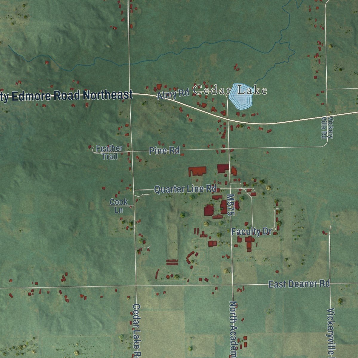 Second close-up of the map of Home, Montcalm County, Michigan print showing more streets and buildings