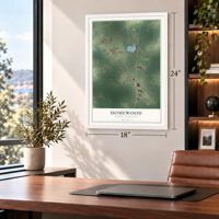 Homewood, South Carolina map, 18 x 24 inch print in a white frame in a home office