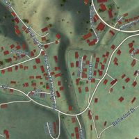 Second close-up of the map of Honaker, Virginia print showing more streets and buildings