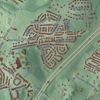 Second close-up of the map of Honeygo, Maryland print showing more streets and buildings