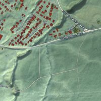 Second close-up of the map of Honokaa, Hawaii print showing more streets and buildings