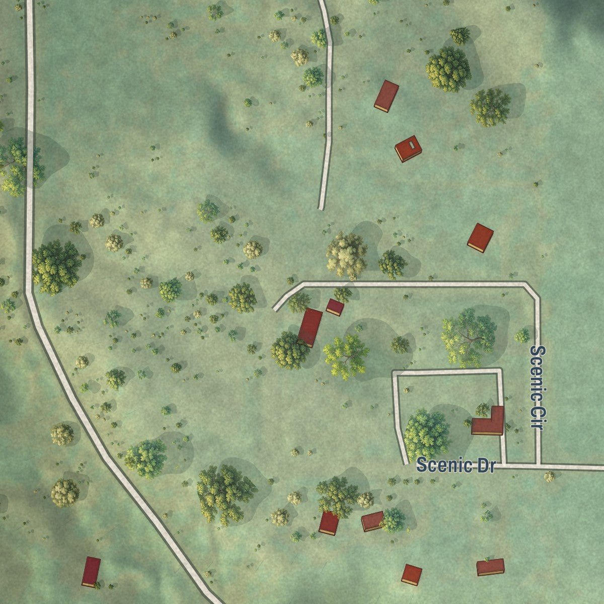 Second close-up of the map of Honor, Michigan print showing more streets and buildings