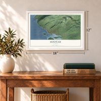 Hoonah, Alaska map, 12 x 18 inch print in a white frame in an entryway