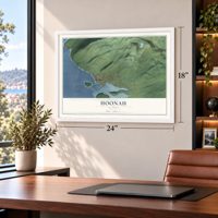 Hoonah, Alaska map, 18 x 24 inch print in a white frame in a home office