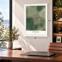 Hooppole, Illinois map, 18 x 24 inch print in a white frame in a home office