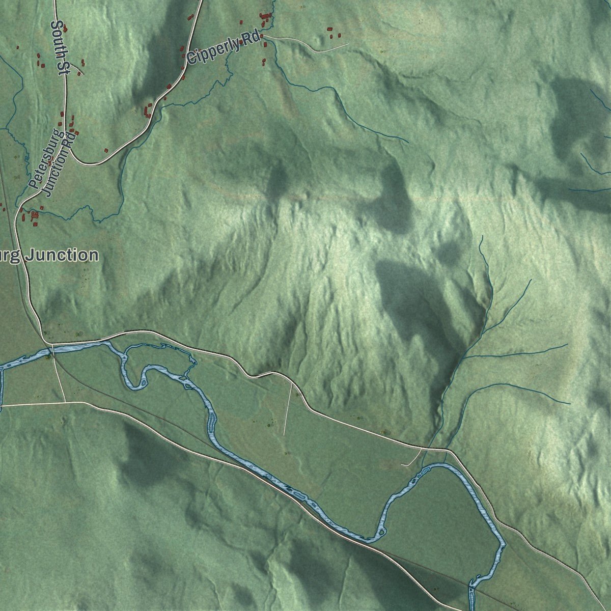 Second close-up of the map of Hoosick, New York print showing more streets and buildings