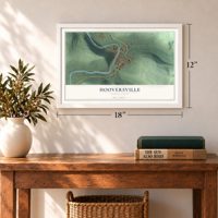 Hooversville, Pennsylvania map, 12 x 18 inch print in a white frame in an entryway
