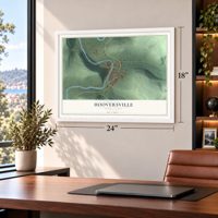 Hooversville, Pennsylvania map, 18 x 24 inch print in a white frame in a home office