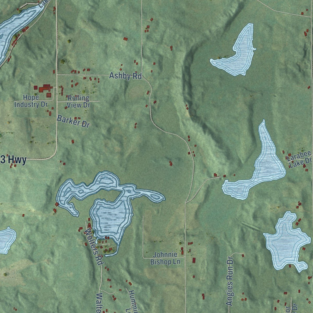 Second close-up of the map of Hope, Barry County, Michigan print showing more streets and buildings