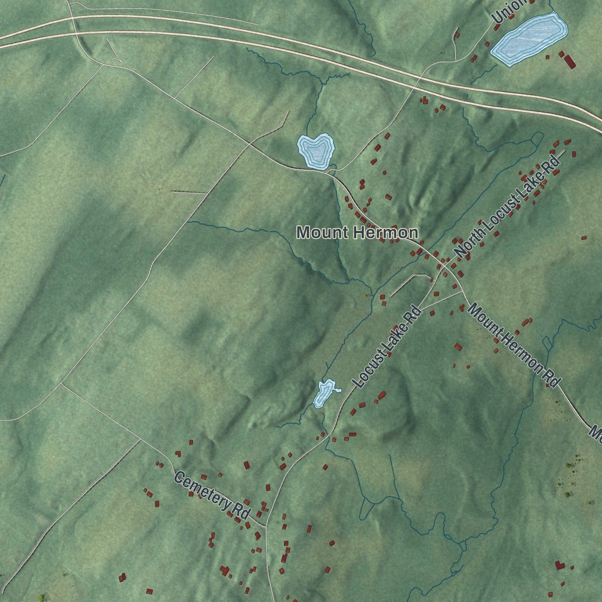 Second close-up of the map of Hope, New Jersey print showing more streets and buildings