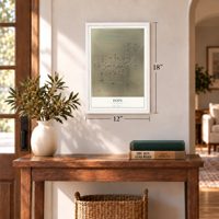 Hope, New Mexico map, 12 x 18 inch print in a white frame in an entryway