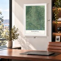 Hopewell, Cumberland County, New Jersey map, 18 x 24 inch print in a white frame in a home office