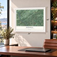 Hopewell, Mercer County, New Jersey map, 18 x 24 inch print in a white frame in a home office