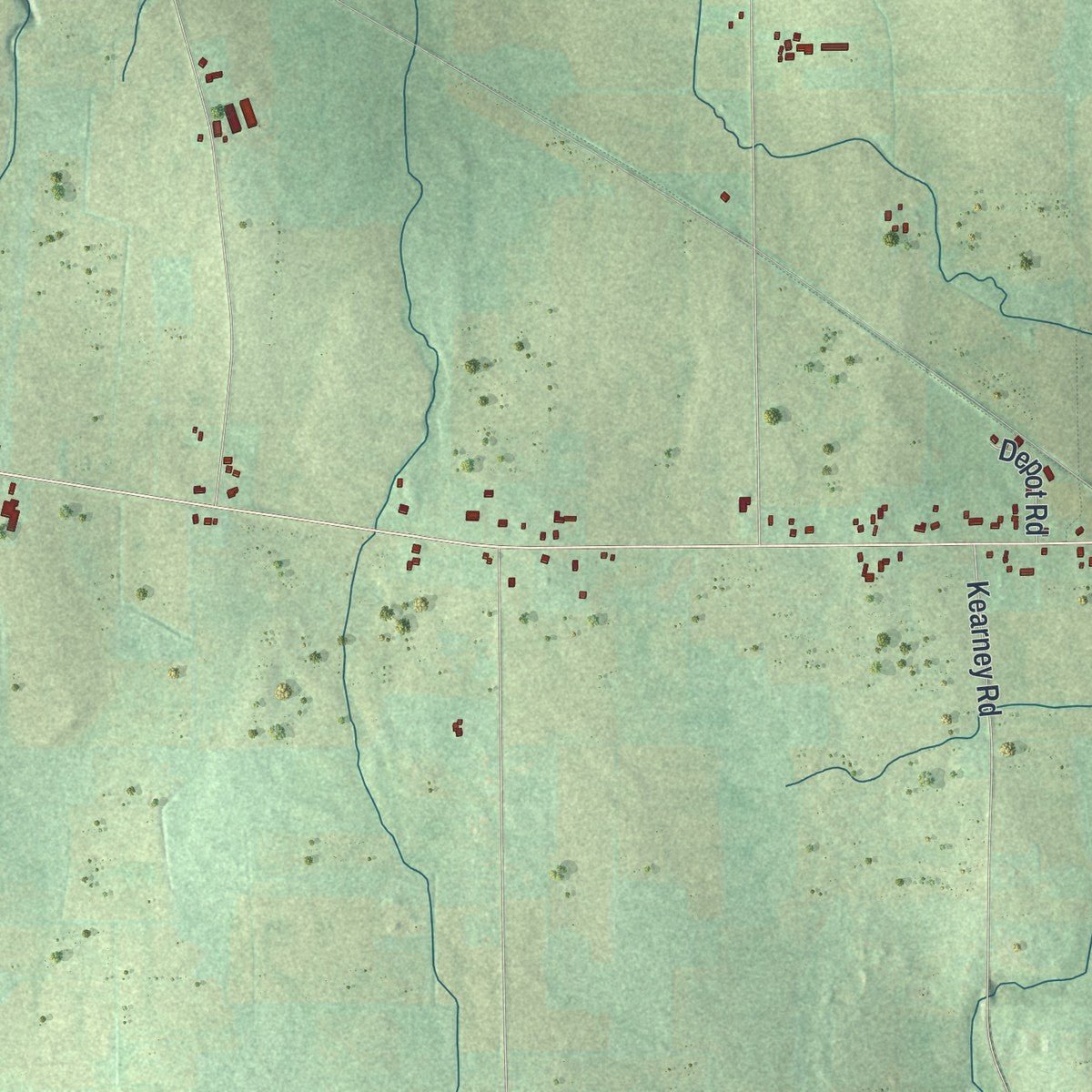Second close-up of the map of Hopewell, New York print showing more streets and buildings