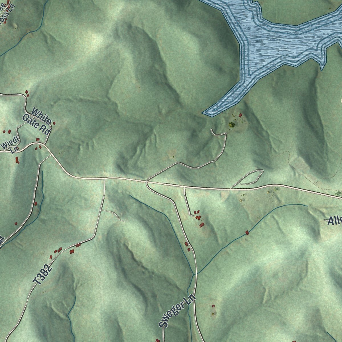 Second close-up of the map of Hopewell, Washington County, Pennsylvania print showing more streets and buildings