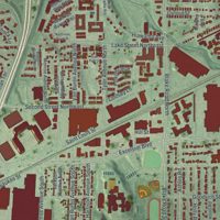 Second close-up of the map of Hopkins, Minnesota print showing more streets and buildings