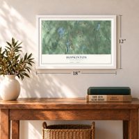 Hopkinton, Massachusetts map, 12 x 18 inch print in a white frame in an entryway