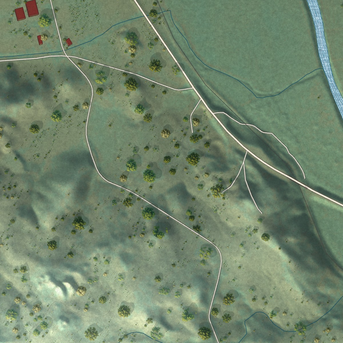 Second close-up of the map of Hopland, California print showing more streets and buildings