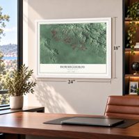 Hormigueros, Puerto Rico map, 18 x 24 inch print in a white frame in a home office