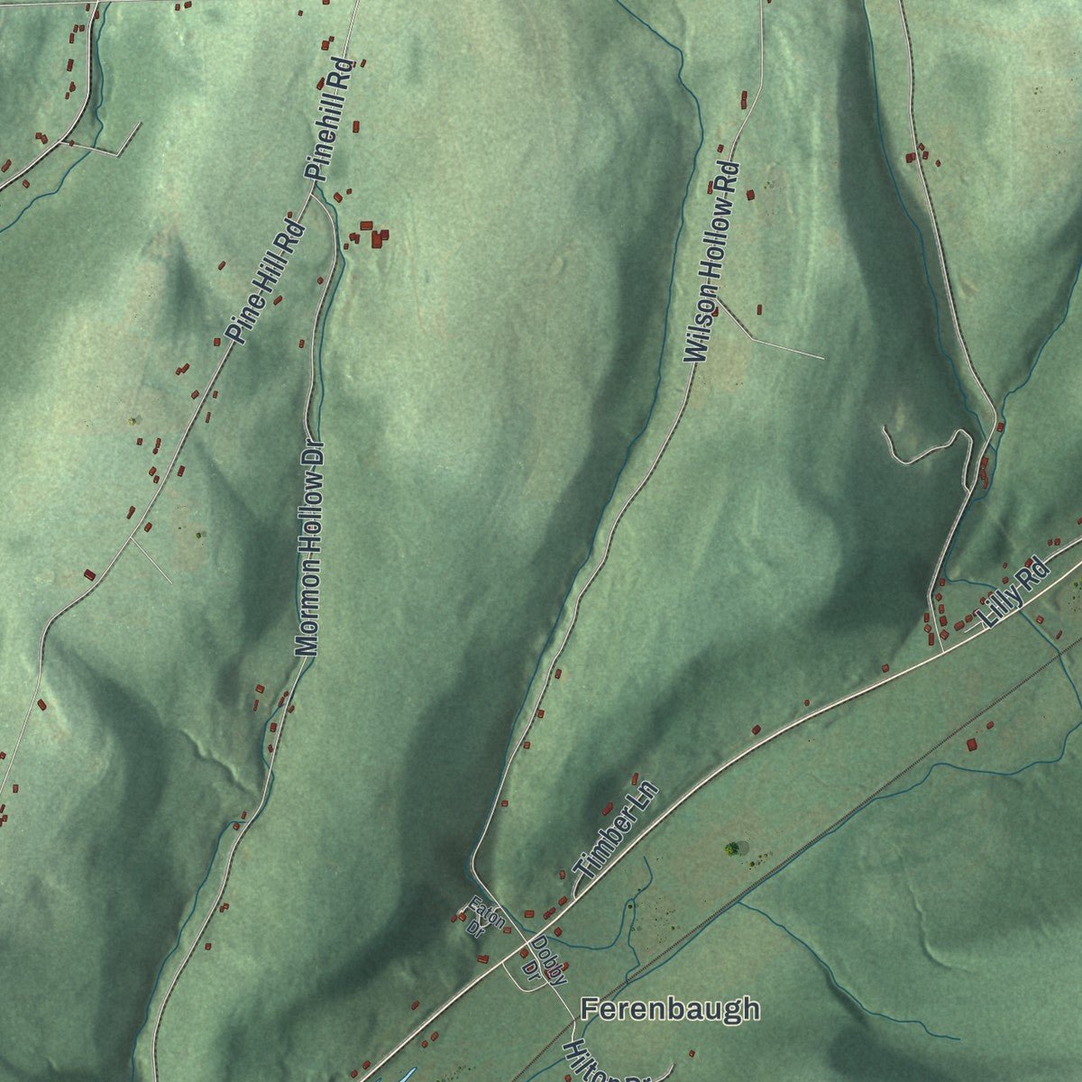 Second close-up of the map of Hornby, New York print showing more streets and buildings