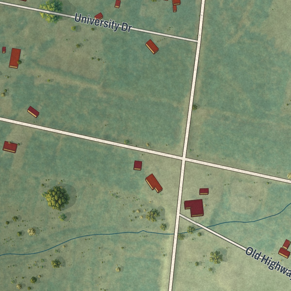 Second close-up of the map of Hortense, Georgia print showing more streets and buildings