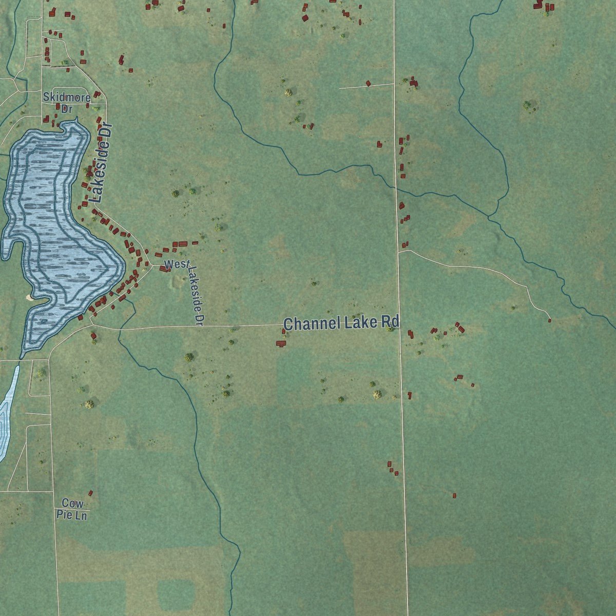 Second close-up of the map of Horton, Michigan print showing more streets and buildings