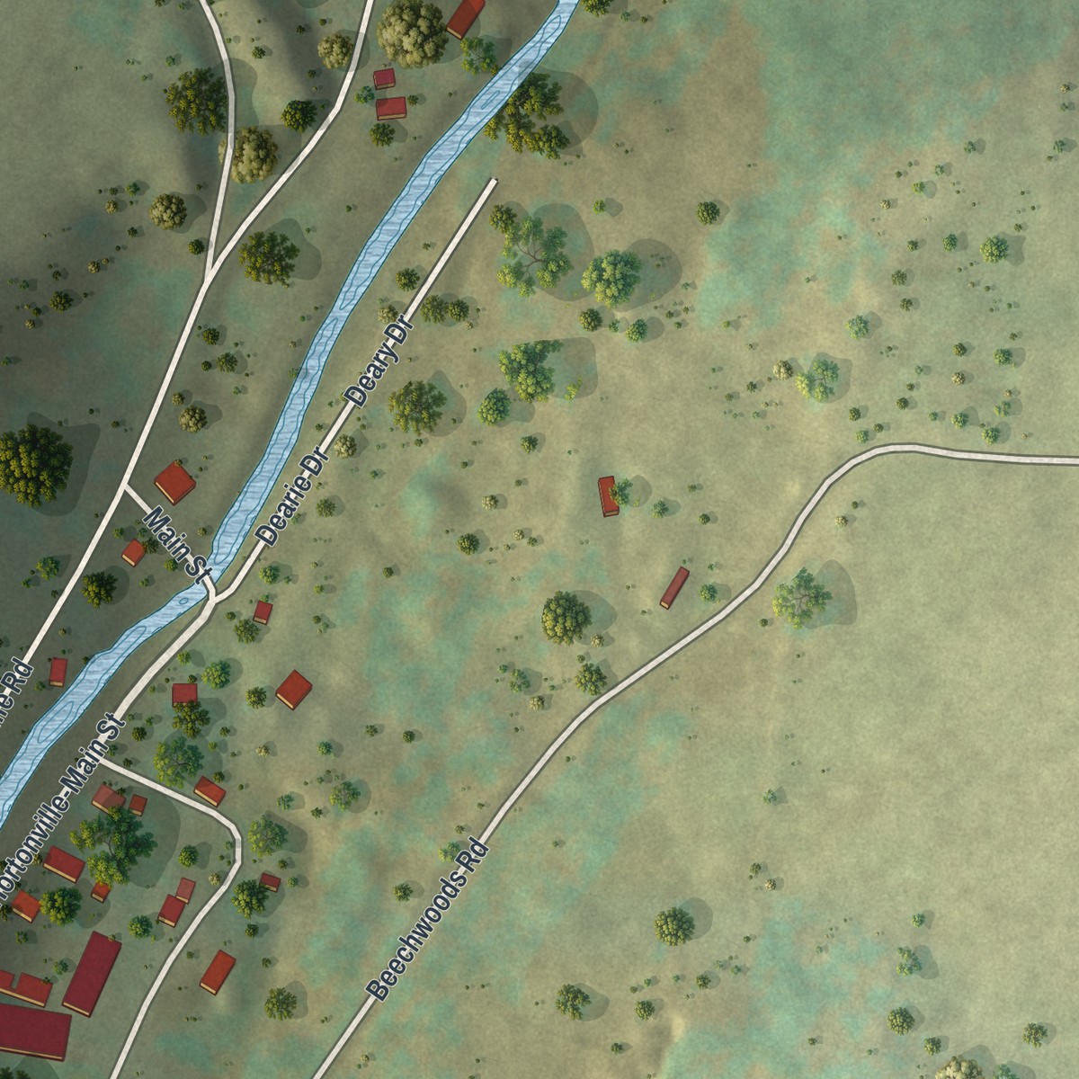 Second close-up of the map of Hortonville, New York print showing more streets and buildings