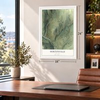 Hortonville, New York map, 18 x 24 inch print in a white frame in a home office