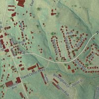 Second close-up of the map of Hoschton, Georgia print showing more streets and buildings
