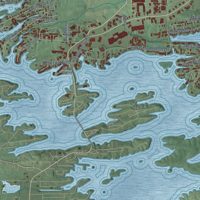Second close-up of the map of Hot Springs, Arkansas print showing more streets and buildings
