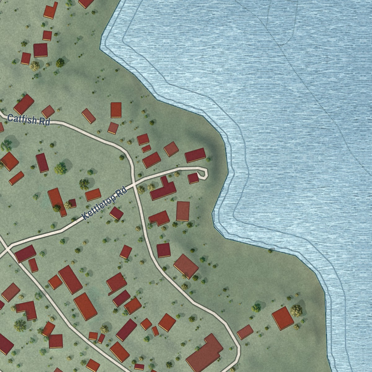 Second close-up of the map of Hot Springs Landing, New Mexico print showing more streets and buildings