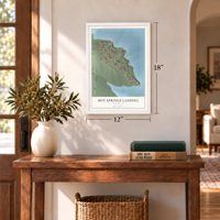Hot Springs Landing, New Mexico map, 12 x 18 inch print in a white frame in an entryway