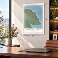 Hot Springs Landing, New Mexico map, 18 x 24 inch print in a white frame in a home office