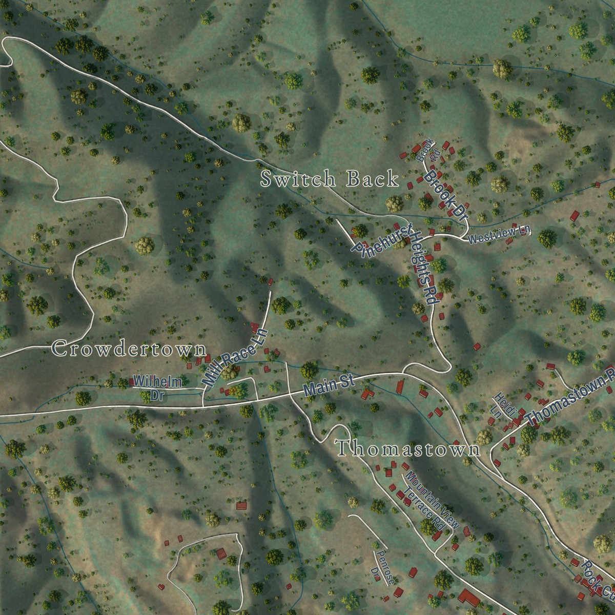 Second close-up of the map of Hot Springs, Virginia print showing more streets and buildings