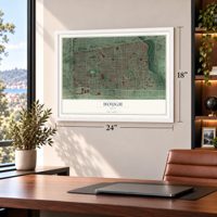 Hough, Ohio map, 18 x 24 inch print in a white frame in a home office