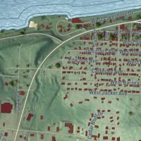 Second close-up of the map of Houghton, Houghton County, Michigan print showing more streets and buildings