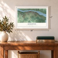 Houghton, Houghton County, Michigan map, 12 x 18 inch print in a white frame in an entryway