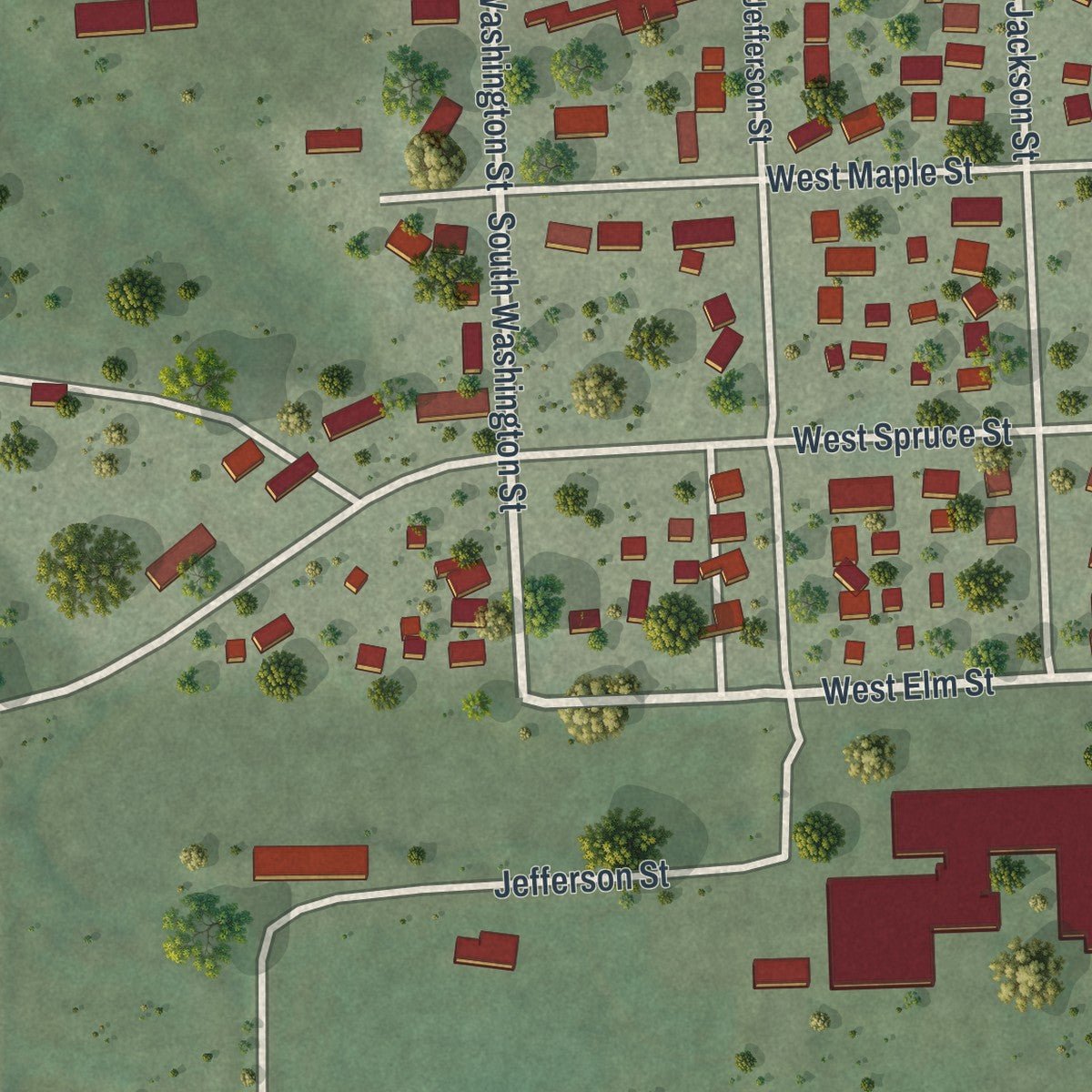 Second close-up of the map of Houston, Minnesota print showing more streets and buildings