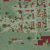 Second close-up of the map of Houston, Minnesota print showing more streets and buildings