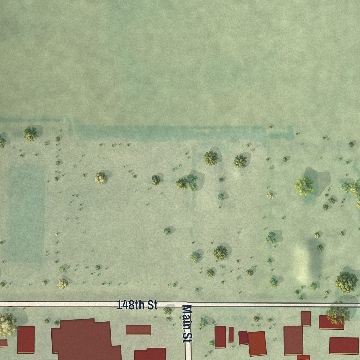 Second close-up of the map of Hoven, South Dakota print showing more streets and buildings
