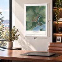 Howard, Ohio map, 18 x 24 inch print in a white frame in a home office