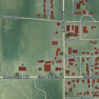 Second close-up of the map of Howe, Indiana print showing more streets and buildings