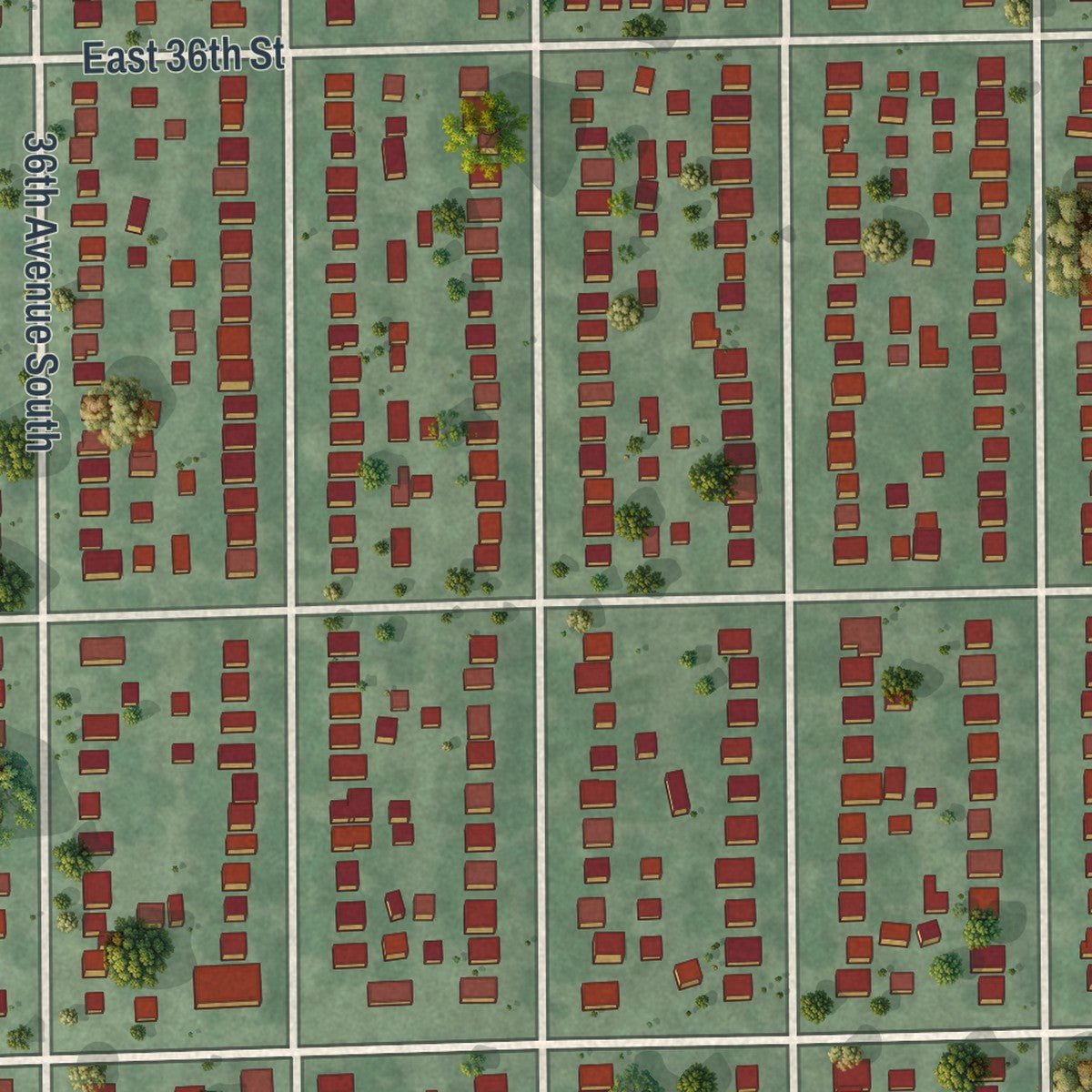 Second close-up of the map of Howe, Minnesota print showing more streets and buildings