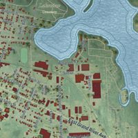 Second close-up of the map of Howell, Michigan print showing more streets and buildings